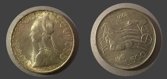 500 lire d'argento moneta del centenario d'Italia